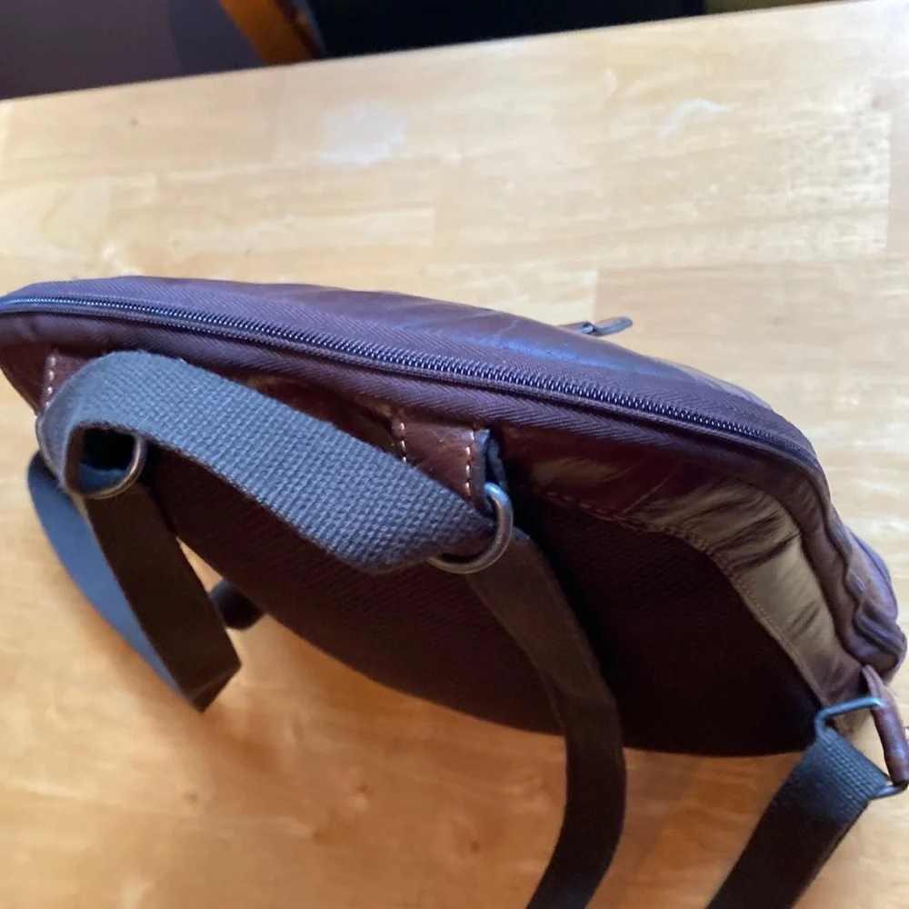 Jack Georges Genuine Leather Brown Backpack/Crossbody Bag
